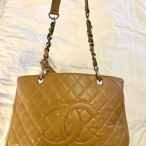 CHANEL CAVIER GST SHOPPER TOTE IN TAN